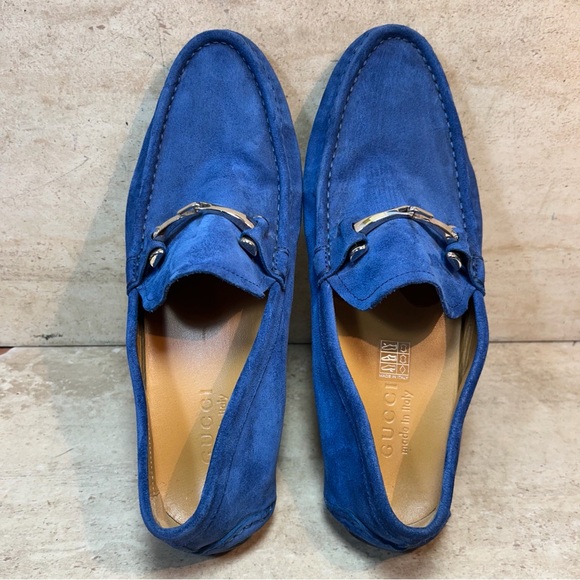 Gucci Men's Vibrant Blue Suede Loafers - Picture 5 of 8